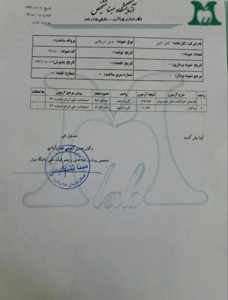 نتایج آزمایش عسل فوراور